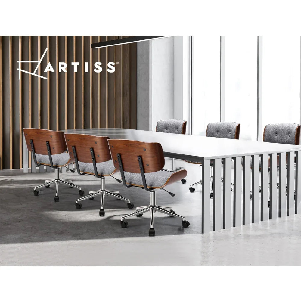 Artiss Wooden Office Chair Fabric Seat Grey - Mekamart Australia