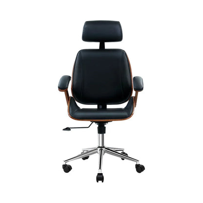 Artiss Wooden Office Chair Leather Seat Black - Mekamart Australia