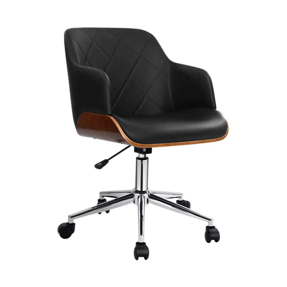 Artiss Wooden Office Chair Fabric Seat Black - Mekamart Australia