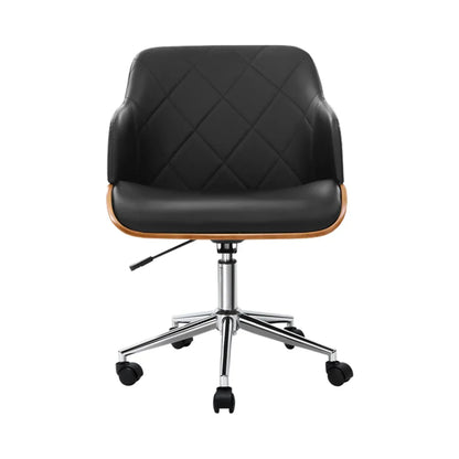 Artiss Wooden Office Chair Fabric Seat Black - Mekamart Australia