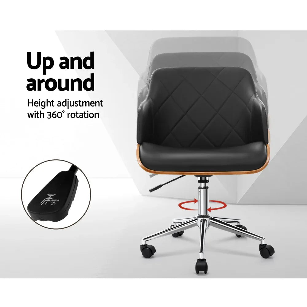 Artiss Wooden Office Chair Fabric Seat Black - Mekamart Australia