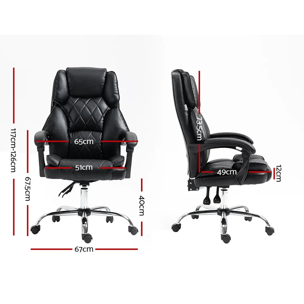 Artiss Executive Office Chair Leather Recliner Black - Mekamart Australia