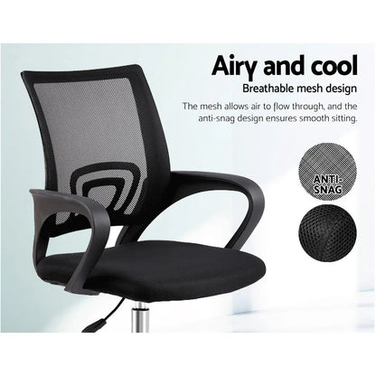 Artiss Mesh Office Chair Mid Back Black - Mekamart Australia