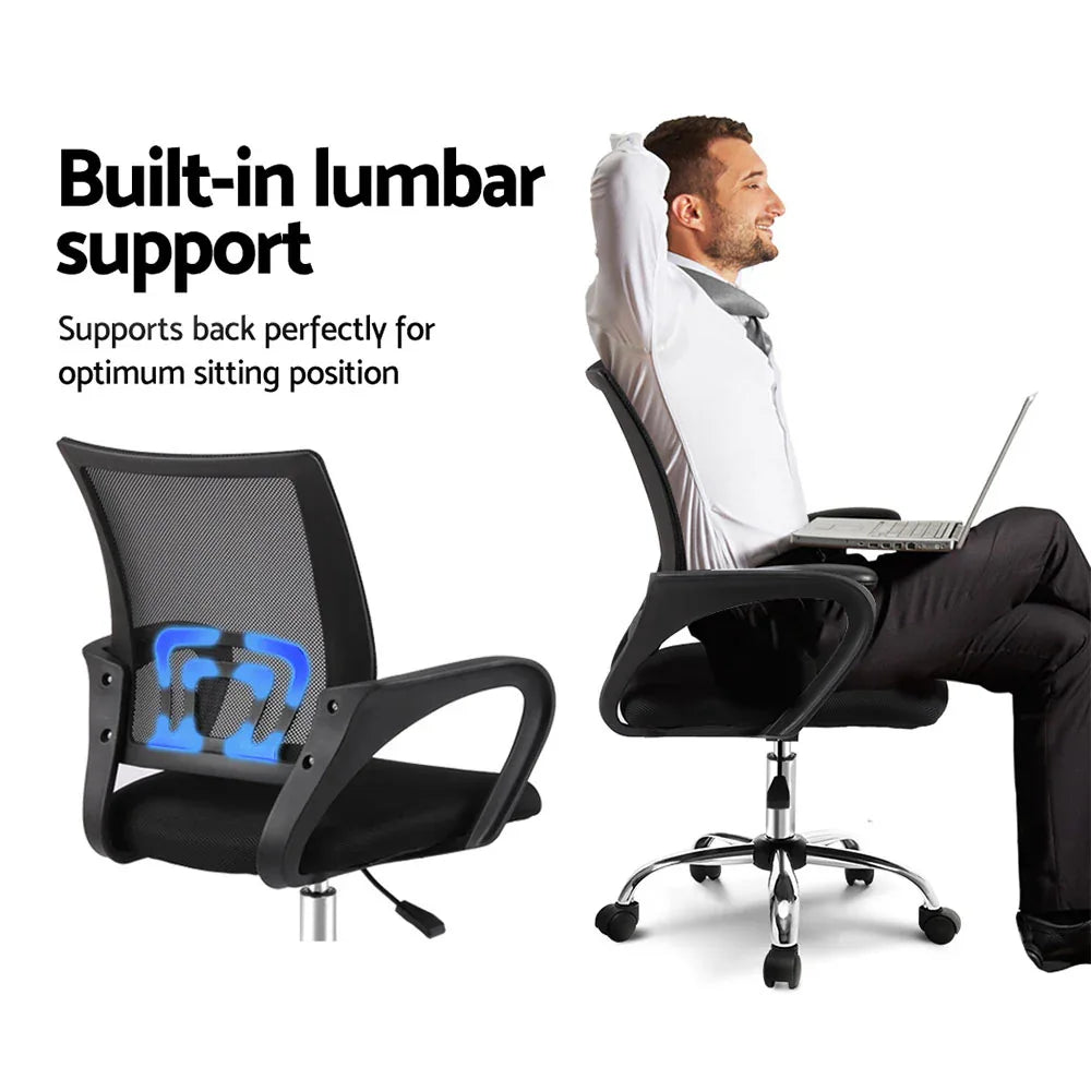 Artiss Mesh Office Chair Mid Back Black - Mekamart Australia