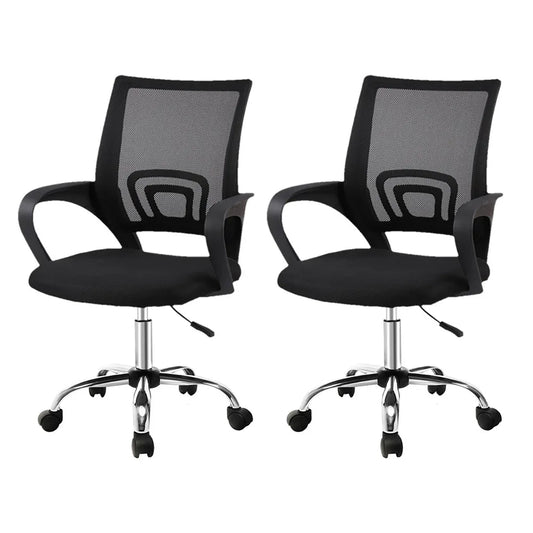 Artiss 2x Mesh Office Chair Mid Back Black - Mekamart Australia
