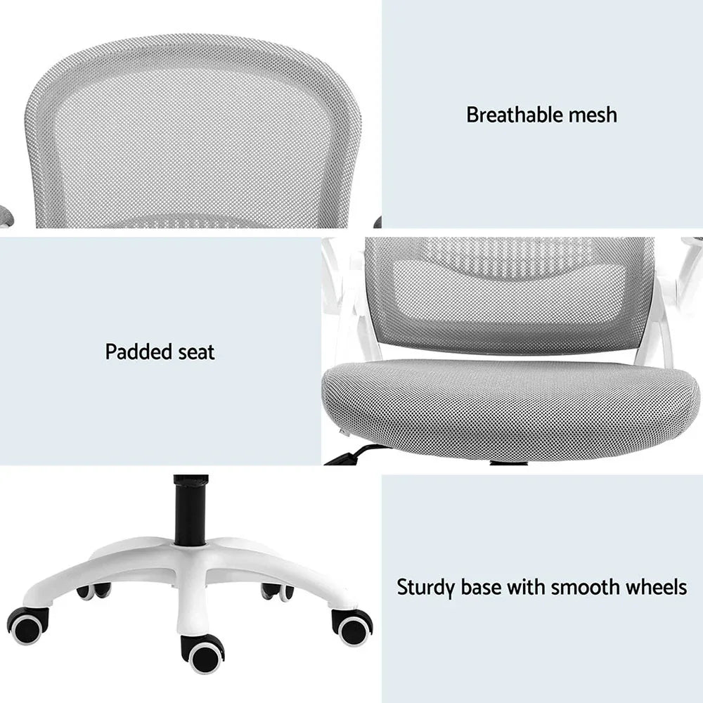 Artiss 2x Mesh Office Chair Computer Gaming Desk Chairs Work Study Mid Back Grey - Mekamart Australia