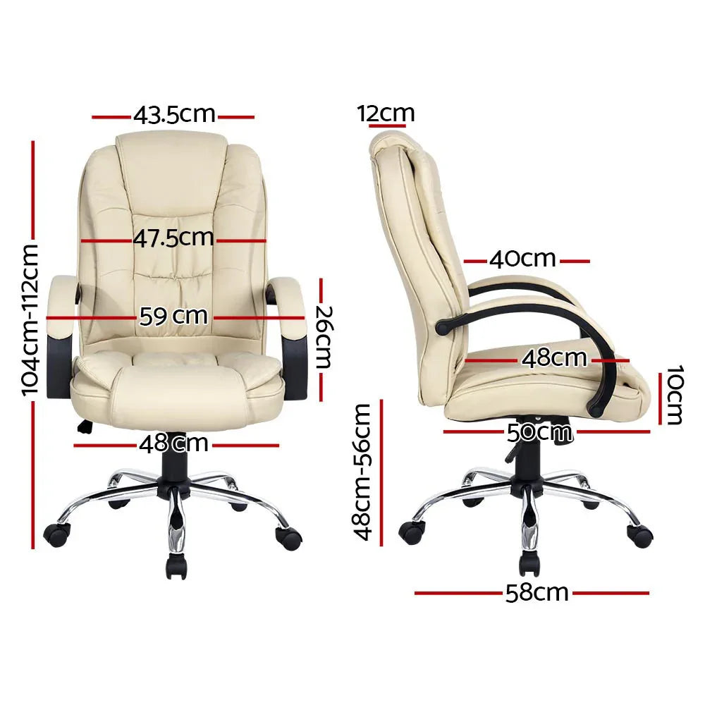Artiss Executive Office Chair Leather Tilt Beige - Mekamart Australia