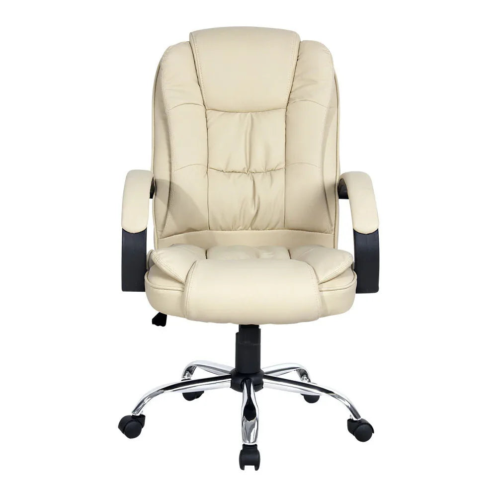 Artiss Executive Office Chair Leather Tilt Beige - Mekamart Australia