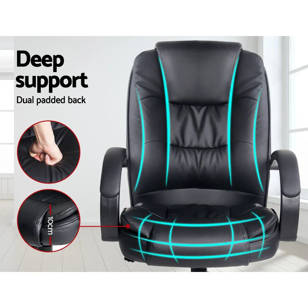Artiss Executive Office Chair Leather Tilt Black - Mekamart Australia