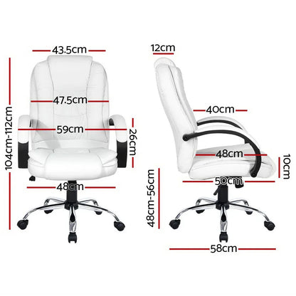 Artiss Executive Office Chair Leather Tilt White - Mekamart Australia