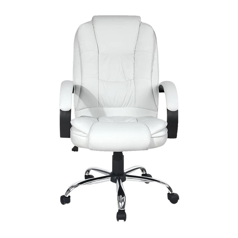 Artiss Executive Office Chair Leather Tilt White - Mekamart Australia