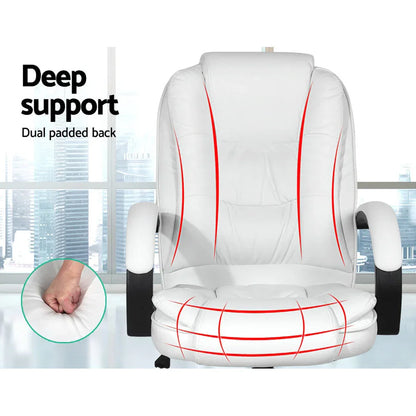Artiss Executive Office Chair Leather Tilt White - Mekamart Australia