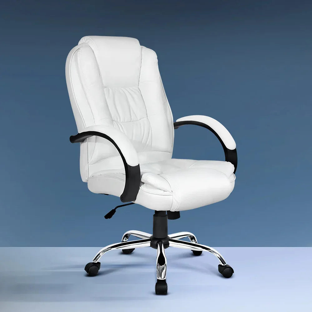 Artiss Executive Office Chair Leather Tilt White - Mekamart Australia