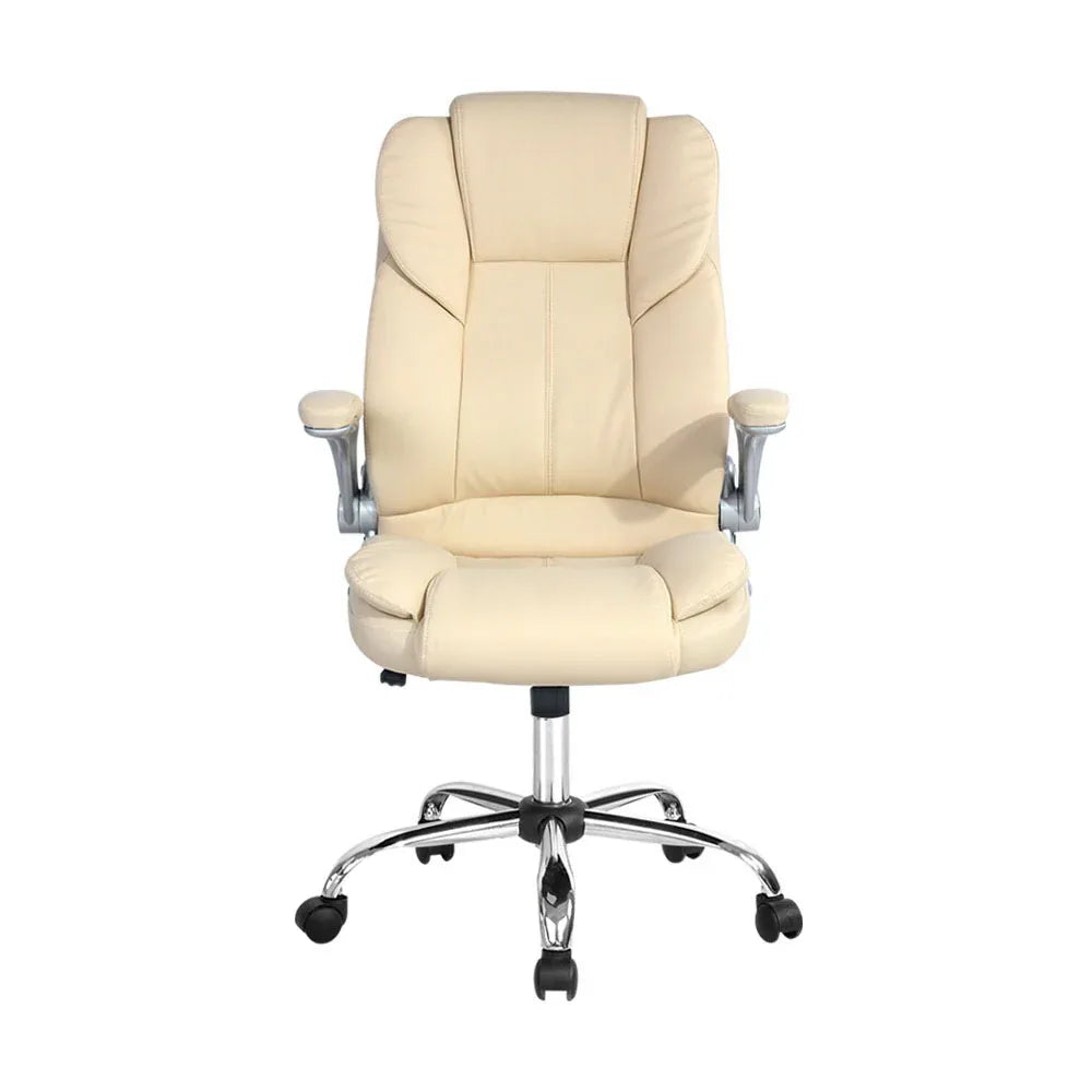 Artiss Executive Office Chair Leather Tilt Beige - Mekamart Australia
