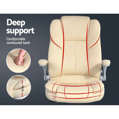 Artiss Executive Office Chair Leather Tilt Beige - Mekamart Australia