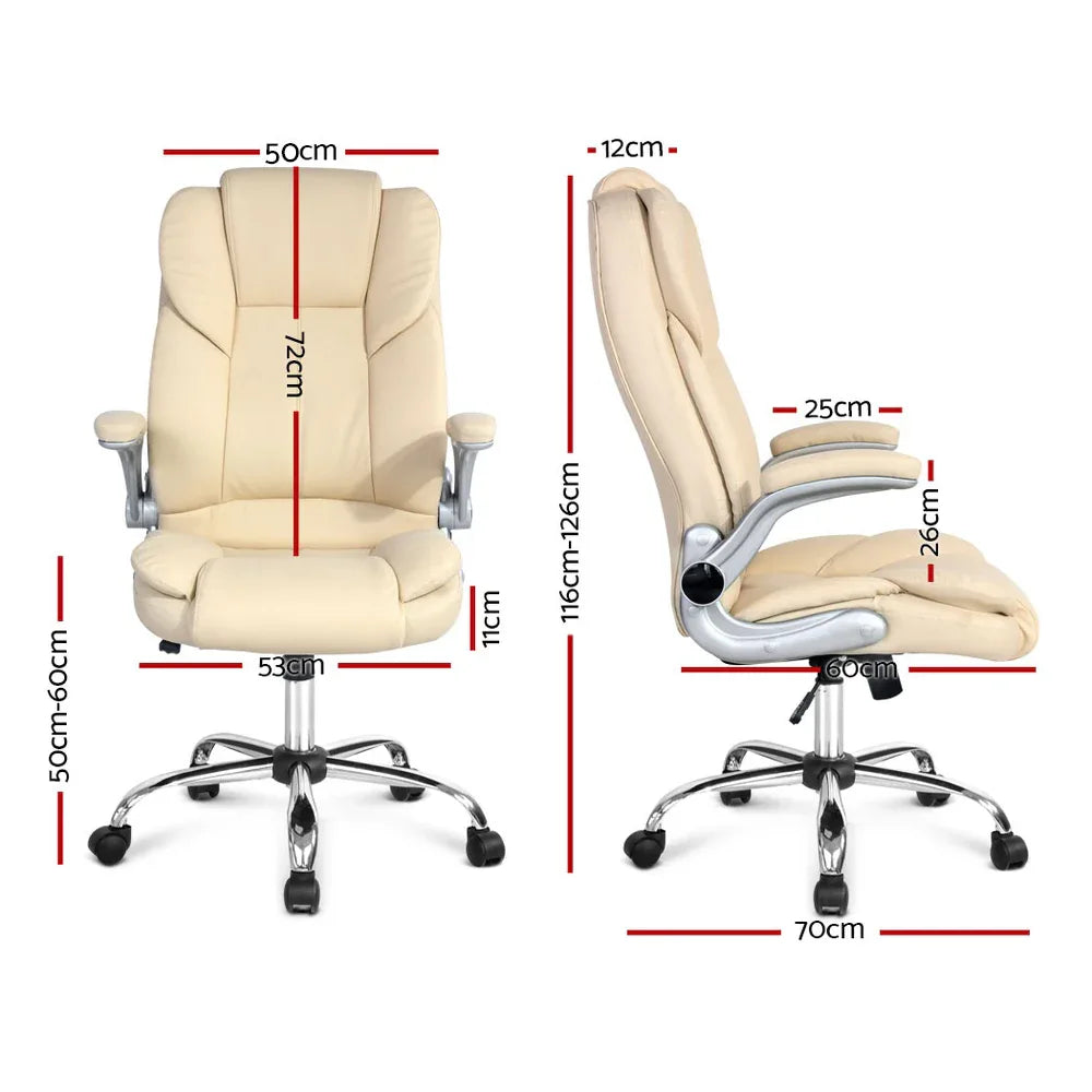 Artiss Executive Office Chair Leather Tilt Beige - Mekamart Australia
