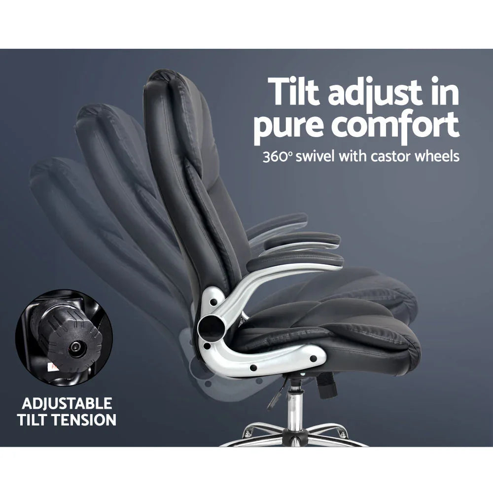 Artiss Executive Office Chair Leather Tilt Black - Mekamart Australia