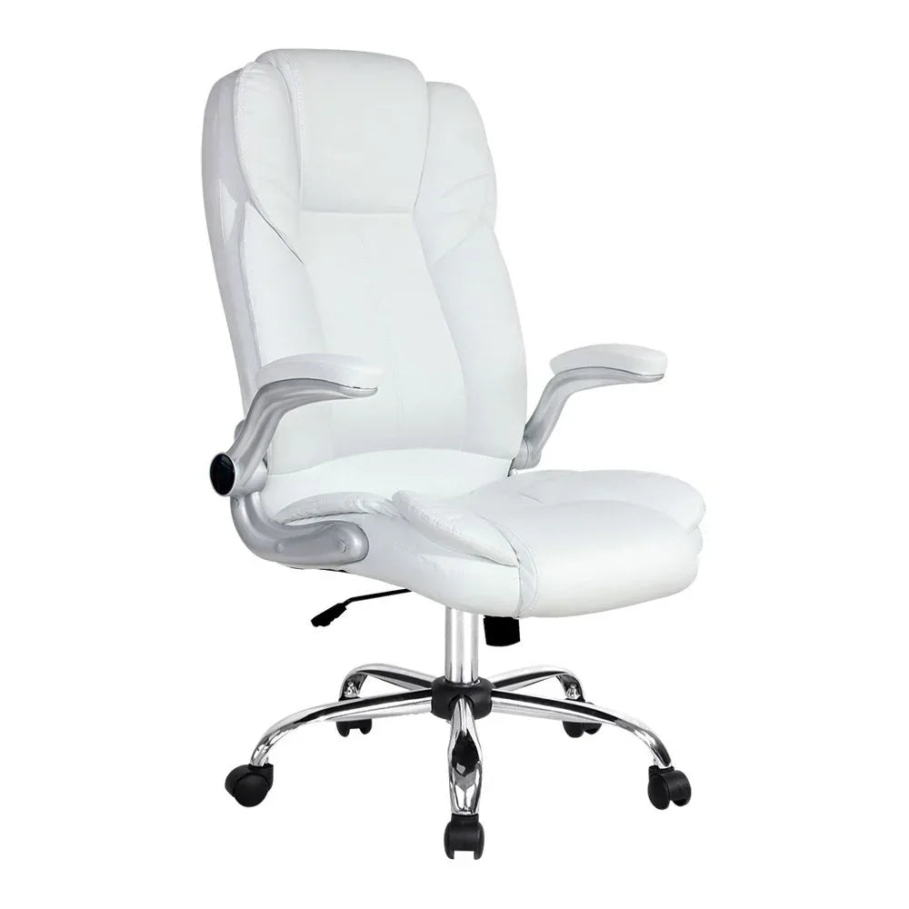 Artiss Executive Office Chair Leather Tilt White - Mekamart Australia