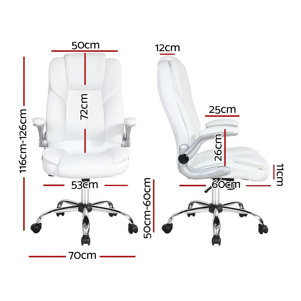 Artiss Executive Office Chair Leather Tilt White - Mekamart Australia