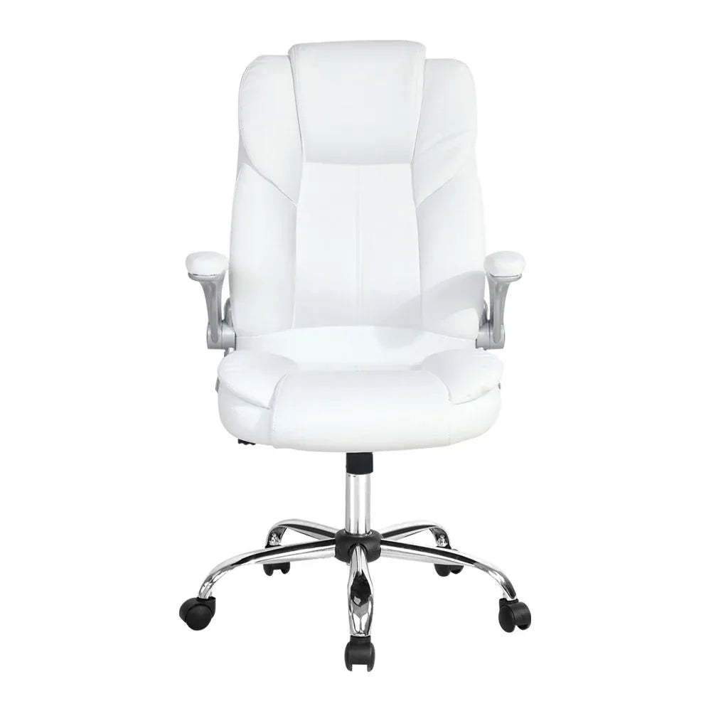 Artiss Executive Office Chair Leather Tilt White - Mekamart Australia