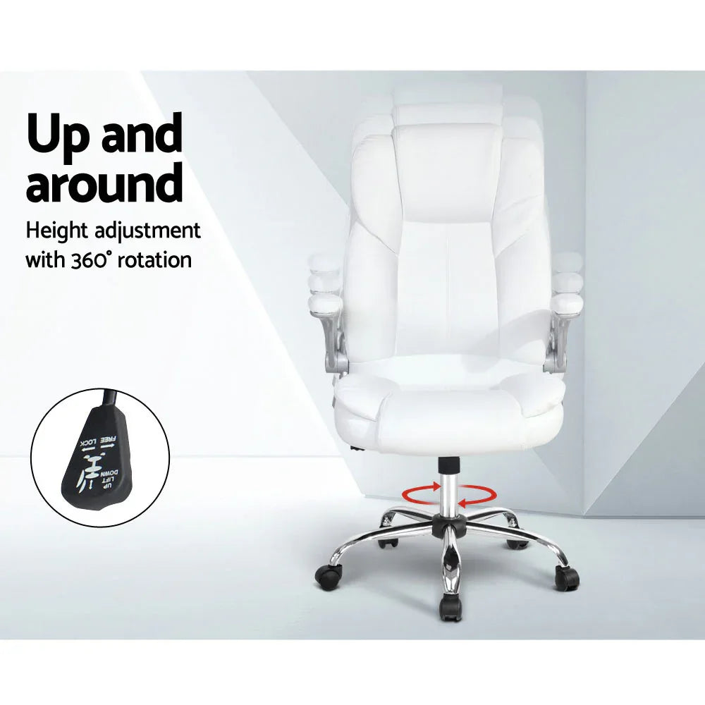 Artiss Executive Office Chair Leather Tilt White - Mekamart Australia