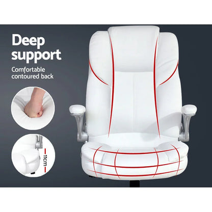 Artiss Executive Office Chair Leather Tilt White - Mekamart Australia