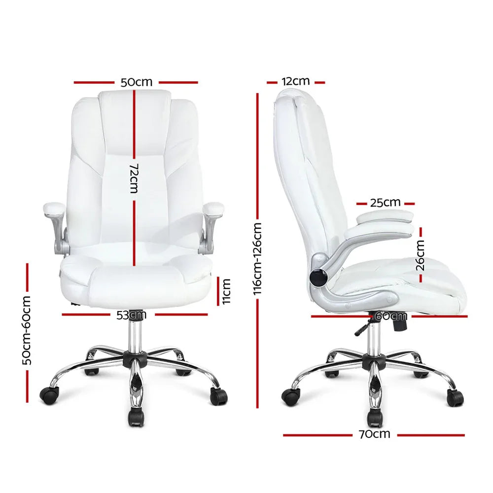 Artiss Executive Office Chair Leather Tilt White - Mekamart Australia