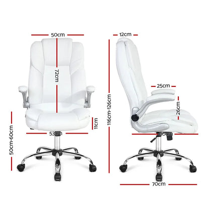Artiss Executive Office Chair Leather Tilt White - Mekamart Australia