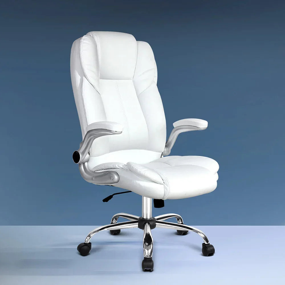 Artiss Executive Office Chair Leather Tilt White - Mekamart Australia