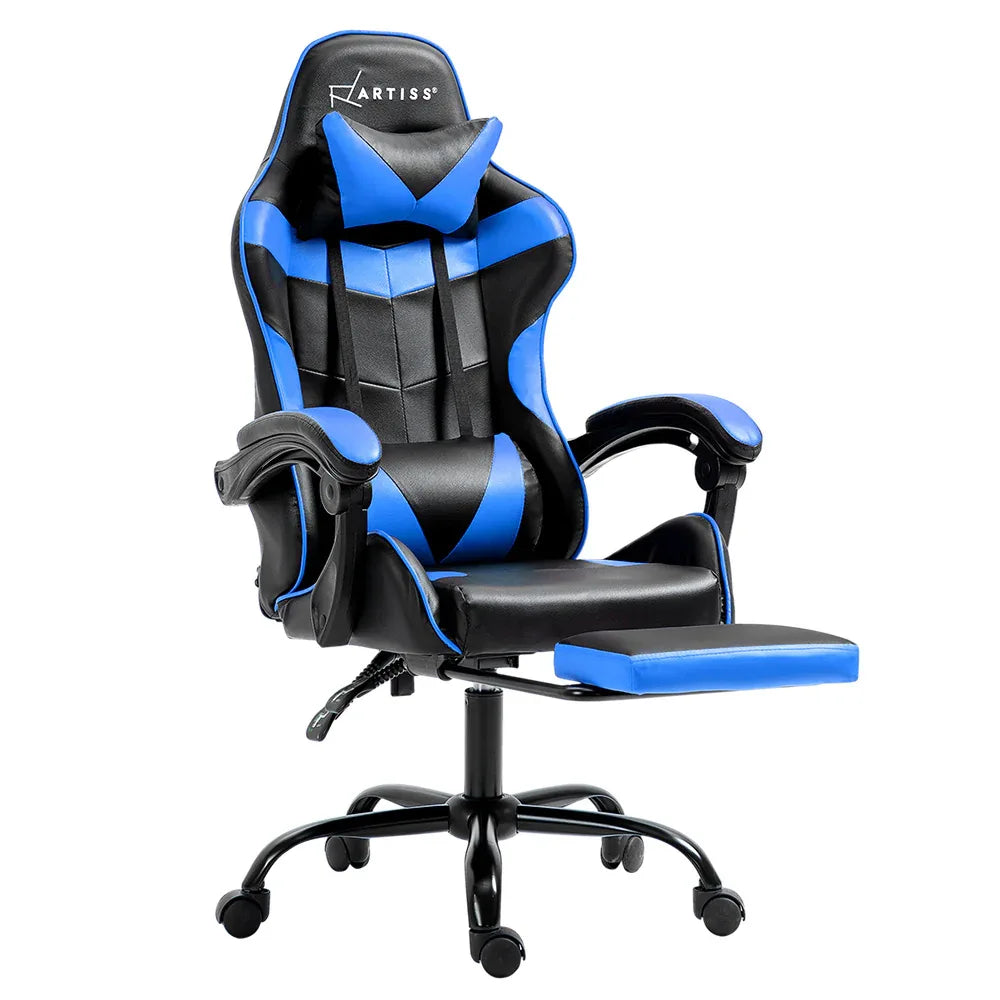 Artiss Gaming Office Chair Recliner Footrest Blue - Mekamart Australia