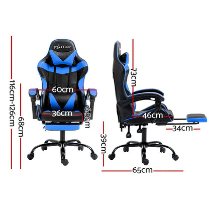 Artiss Gaming Office Chair Recliner Footrest Blue - Mekamart Australia