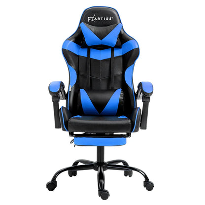 Artiss Gaming Office Chair Recliner Footrest Blue - Mekamart Australia
