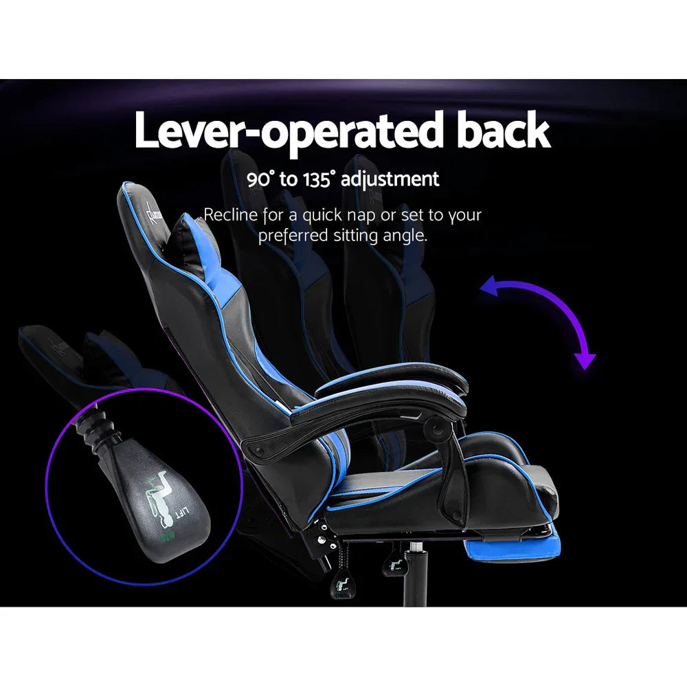 Artiss Gaming Office Chair Recliner Footrest Blue - Mekamart Australia