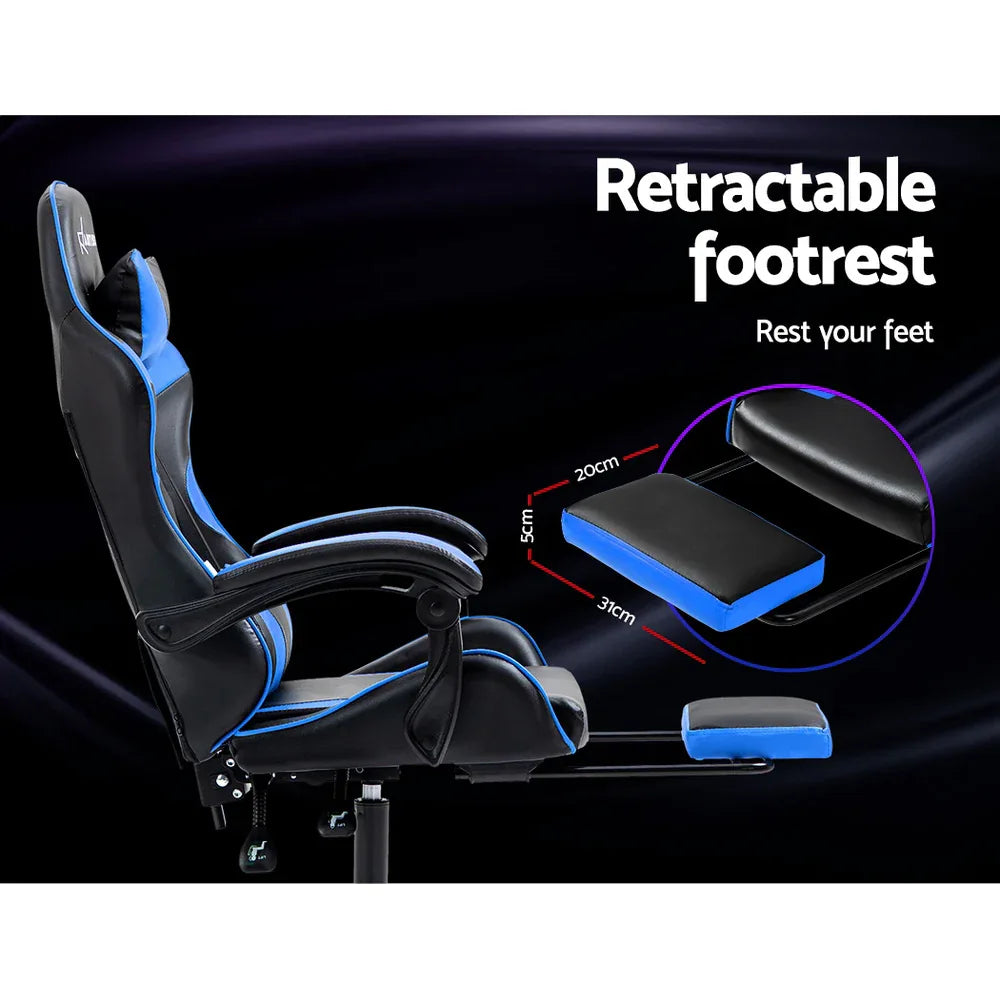 Artiss Gaming Office Chair Recliner Footrest Blue - Mekamart Australia