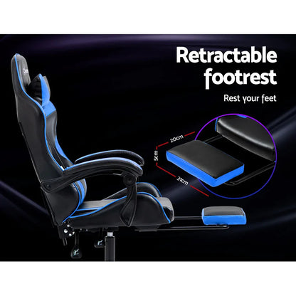 Artiss Gaming Office Chair Recliner Footrest Blue - Mekamart Australia