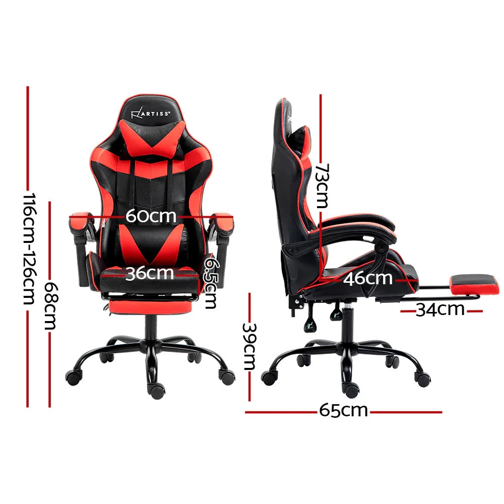 Artiss Gaming Office Chair Recliner Footrest Red - Mekamart Australia