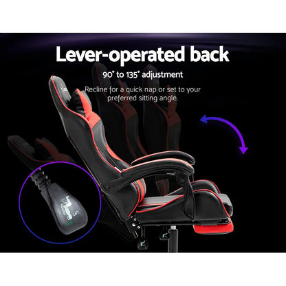 Artiss Gaming Office Chair Recliner Footrest Red - Mekamart Australia