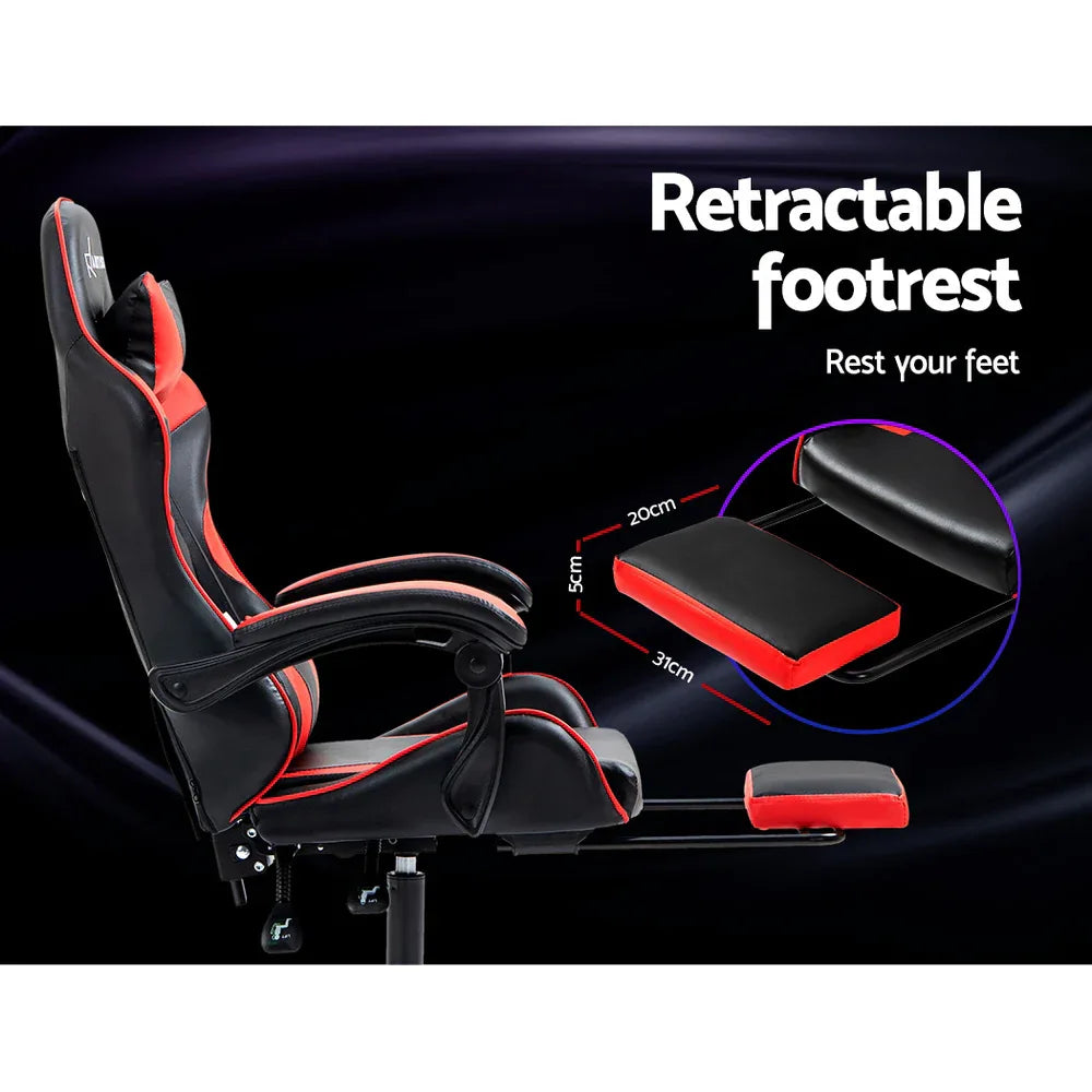 Artiss Gaming Office Chair Recliner Footrest Red - Mekamart Australia
