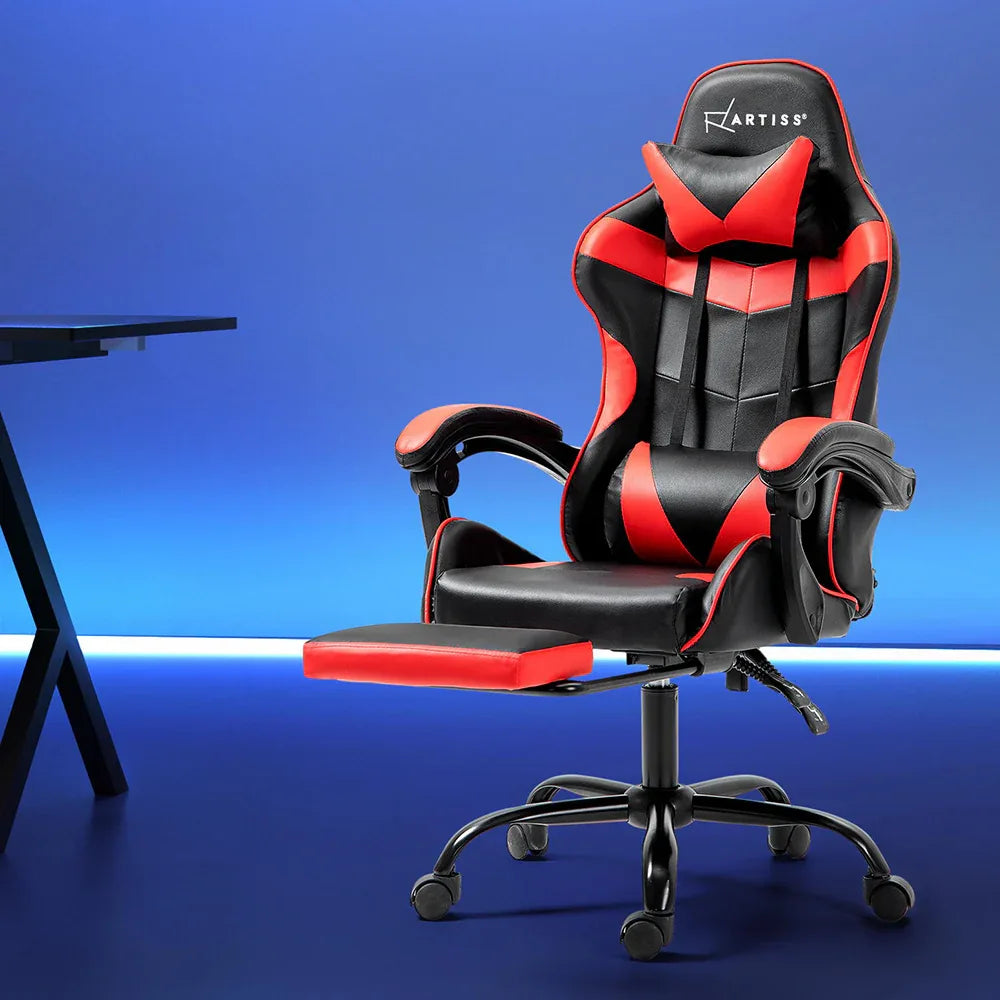 Artiss Gaming Office Chair Recliner Footrest Red - Mekamart Australia