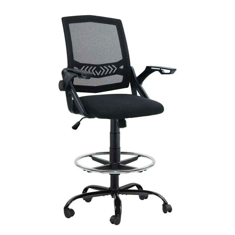 Artiss Office Chair Drafting Stool Mesh Chairs Black - Mekamart Australia