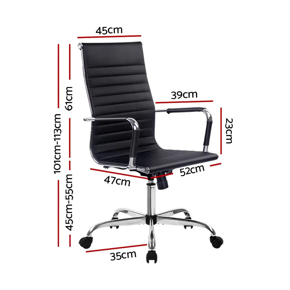 Artiss Office Chair Conference Chairs PU Leather High Back Black - Mekamart Australia