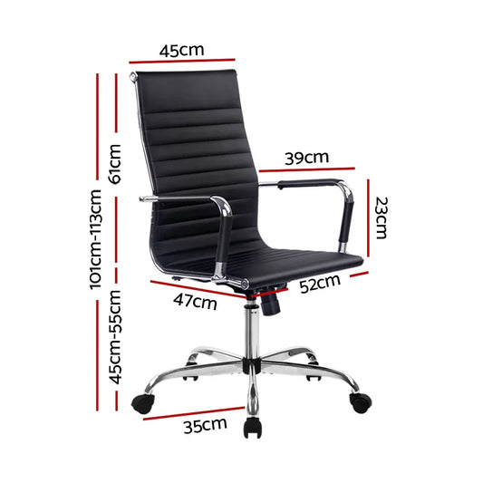 Artiss Office Chair Conference Chairs PU Leather High Back Black - Mekamart Australia