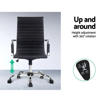 Artiss Office Chair Conference Chairs PU Leather High Back Black - Mekamart Australia