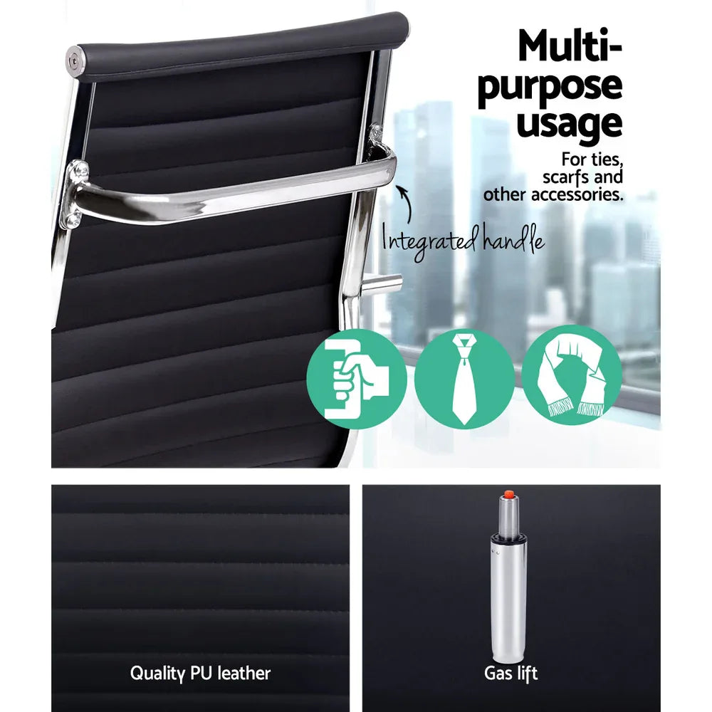 Artiss Office Chair Conference Chairs PU Leather High Back Black - Mekamart Australia