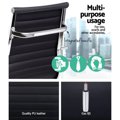 Artiss Office Chair Conference Chairs PU Leather High Back Black - Mekamart Australia