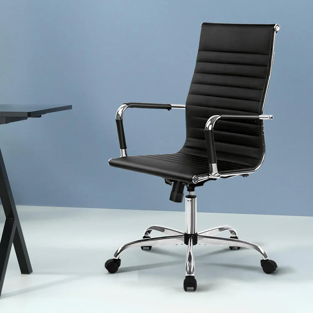 Artiss Office Chair Conference Chairs PU Leather High Back Black - Mekamart Australia