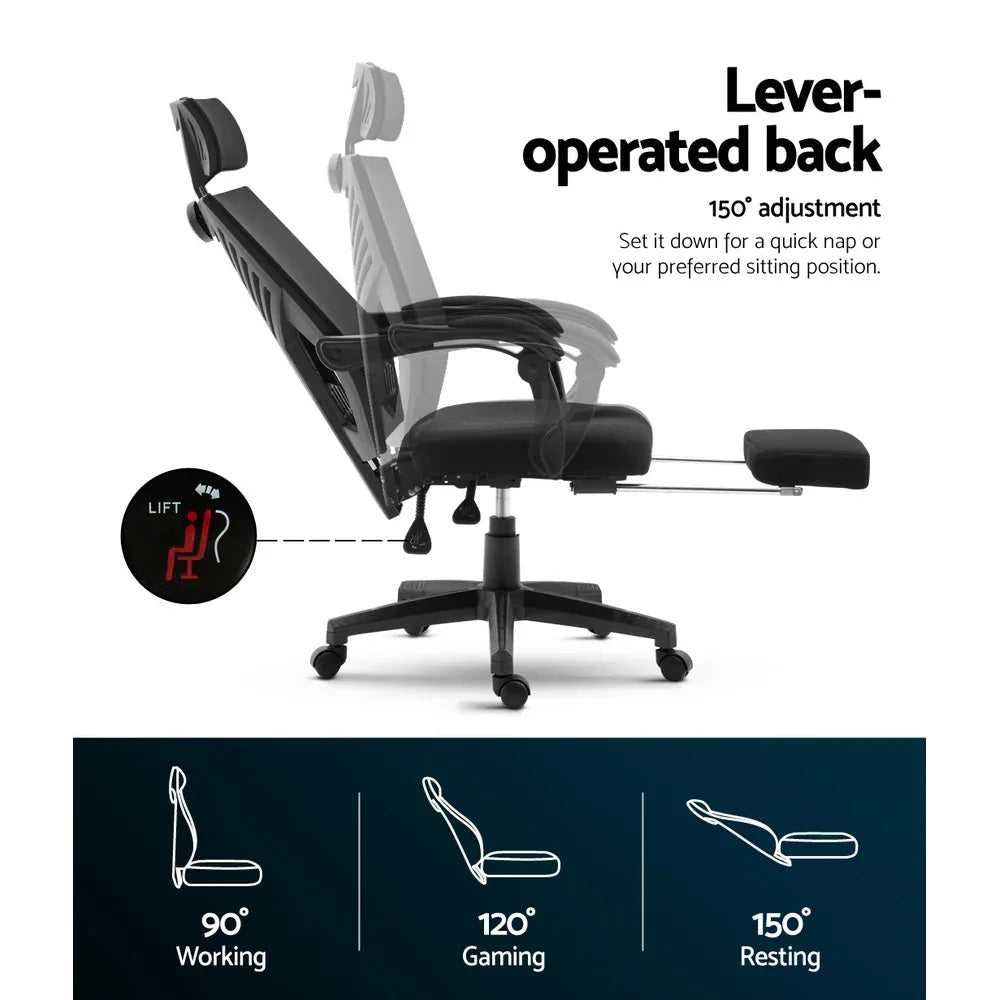 Artiss Mesh Office Chair Recliner Black - Mekamart Australia