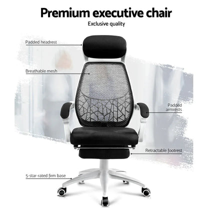Artiss Mesh Office Chair Recliner Black White - Mekamart Australia
