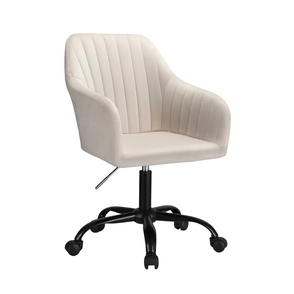 Artiss Office Chair Velvet Seat Cream - Mekamart Australia