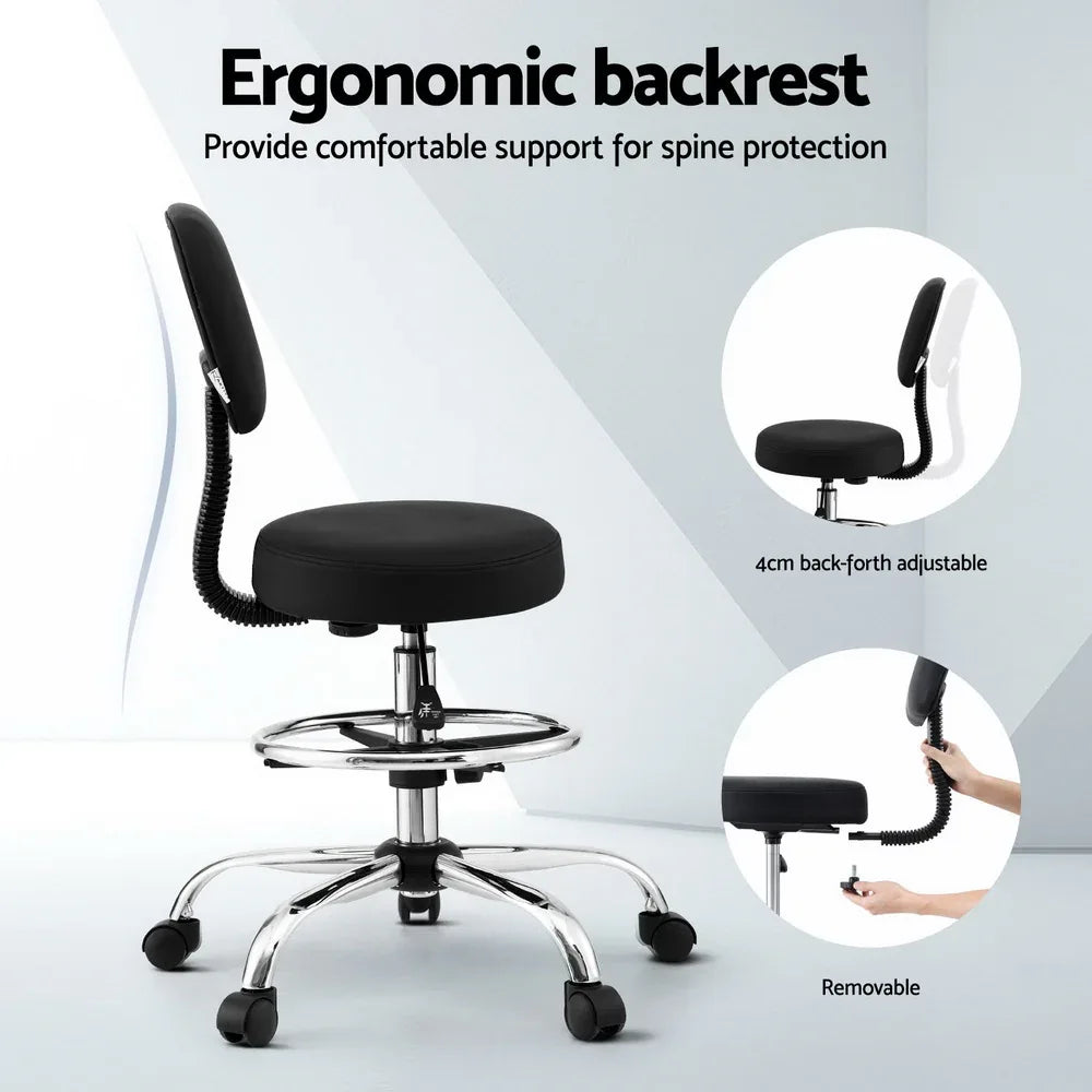 Artiss Office Chair Drafting Computer Standing Desk Chairs Ergonomic PU Black - Mekamart Australia